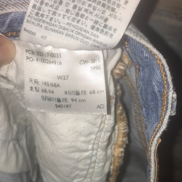 Levi’s 501 cut off distressed size 27 denim - Picture 3 of 9